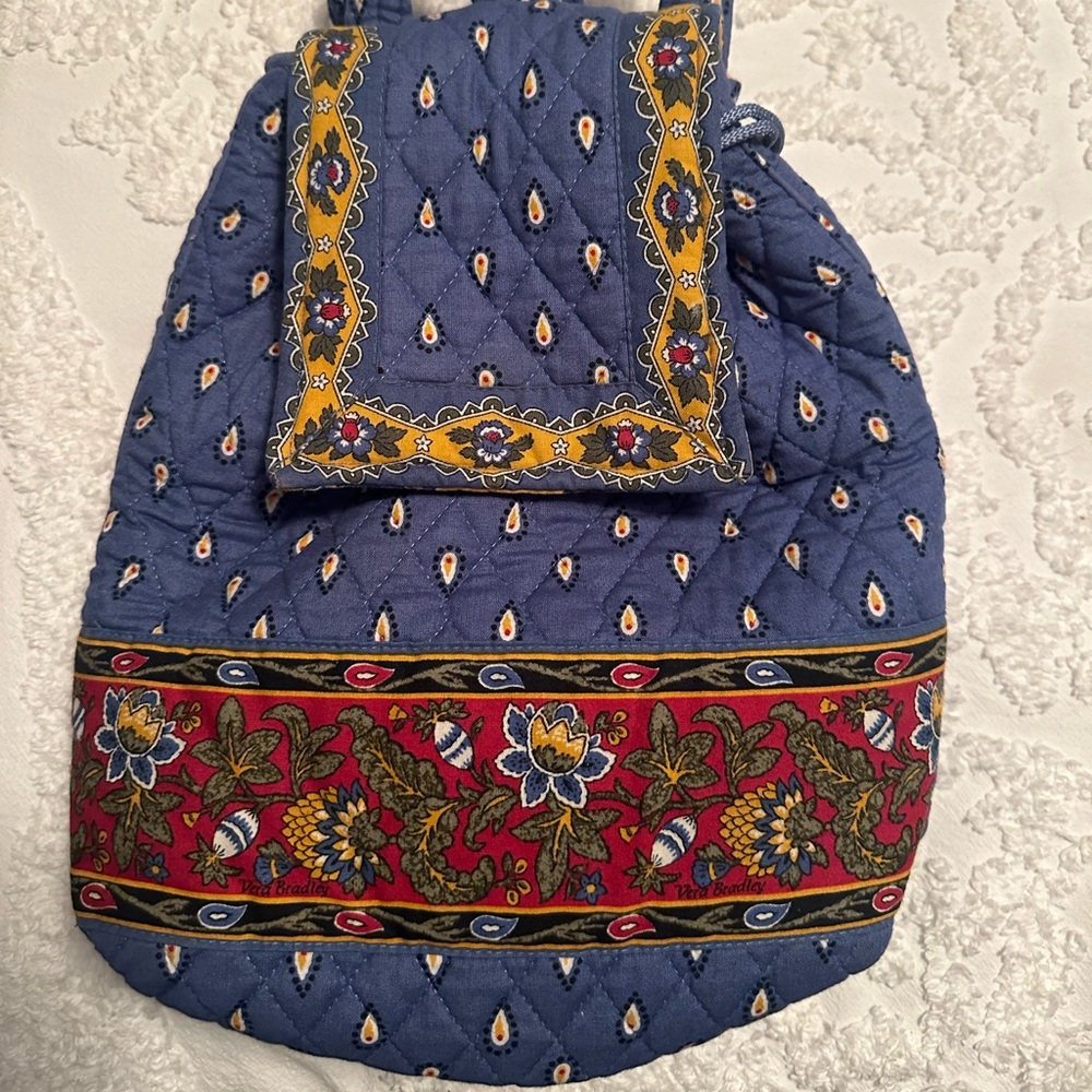 Vera Bradley French blue and marigold backpack.